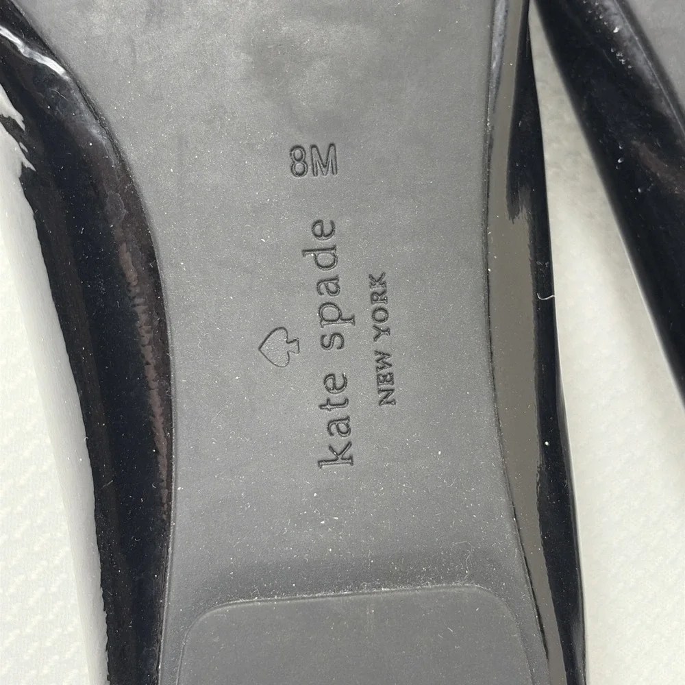 Kate Spade Ballet Flat Women Eleni Patent Leather‎ Shoe 8M Black slip on Classic